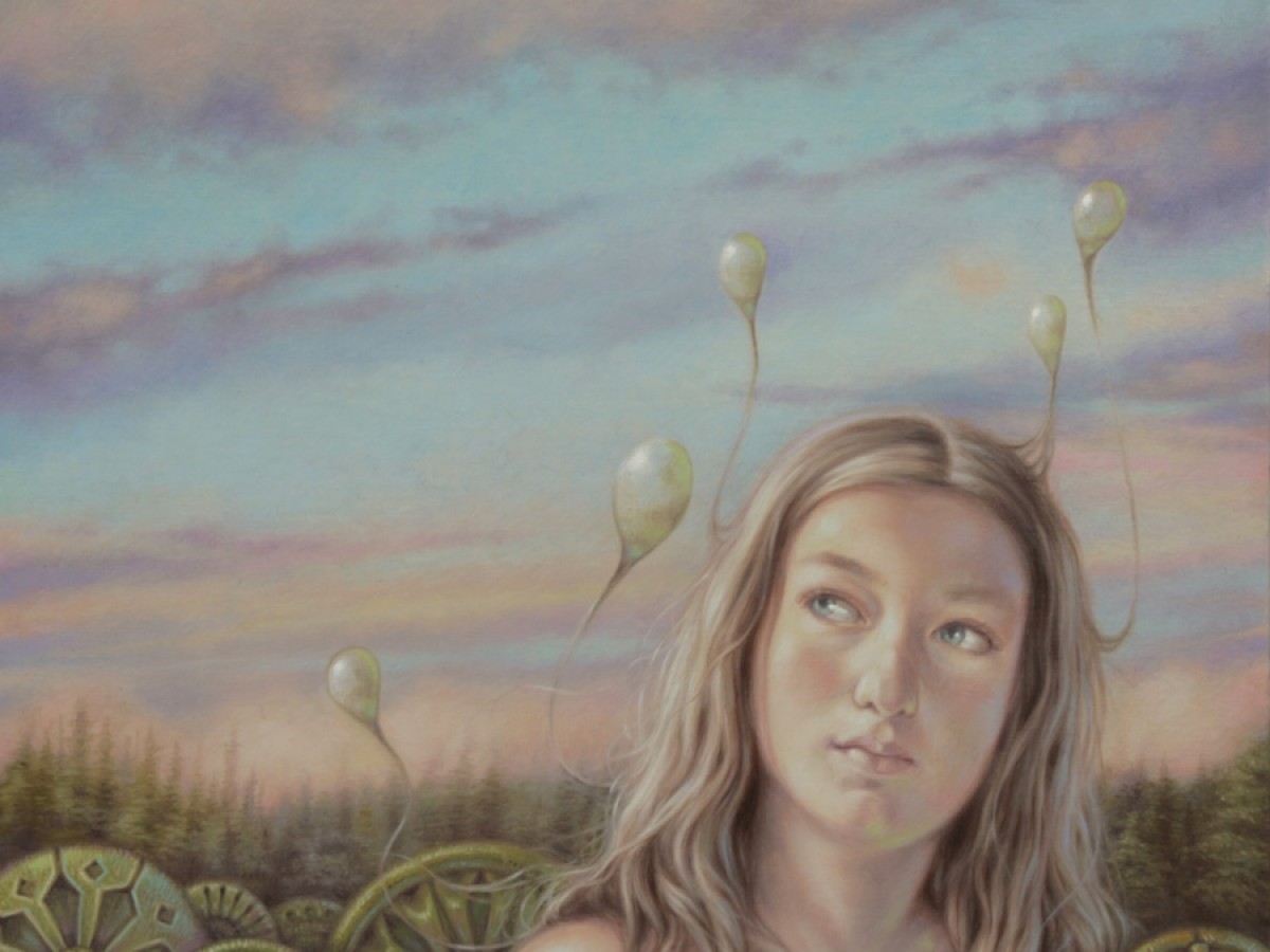 Des Perles de pensées dans un champ de rosaces (Portrait de S-R) – 2023